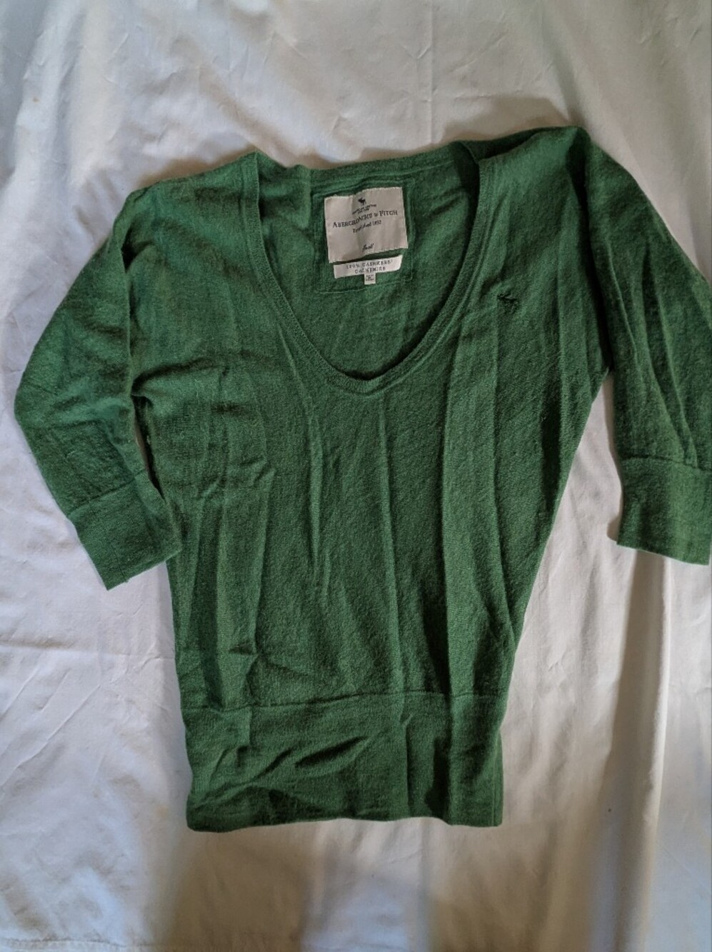 Abercrombie & Fitch Green Cashmere Scoop Neck Sweater Size S